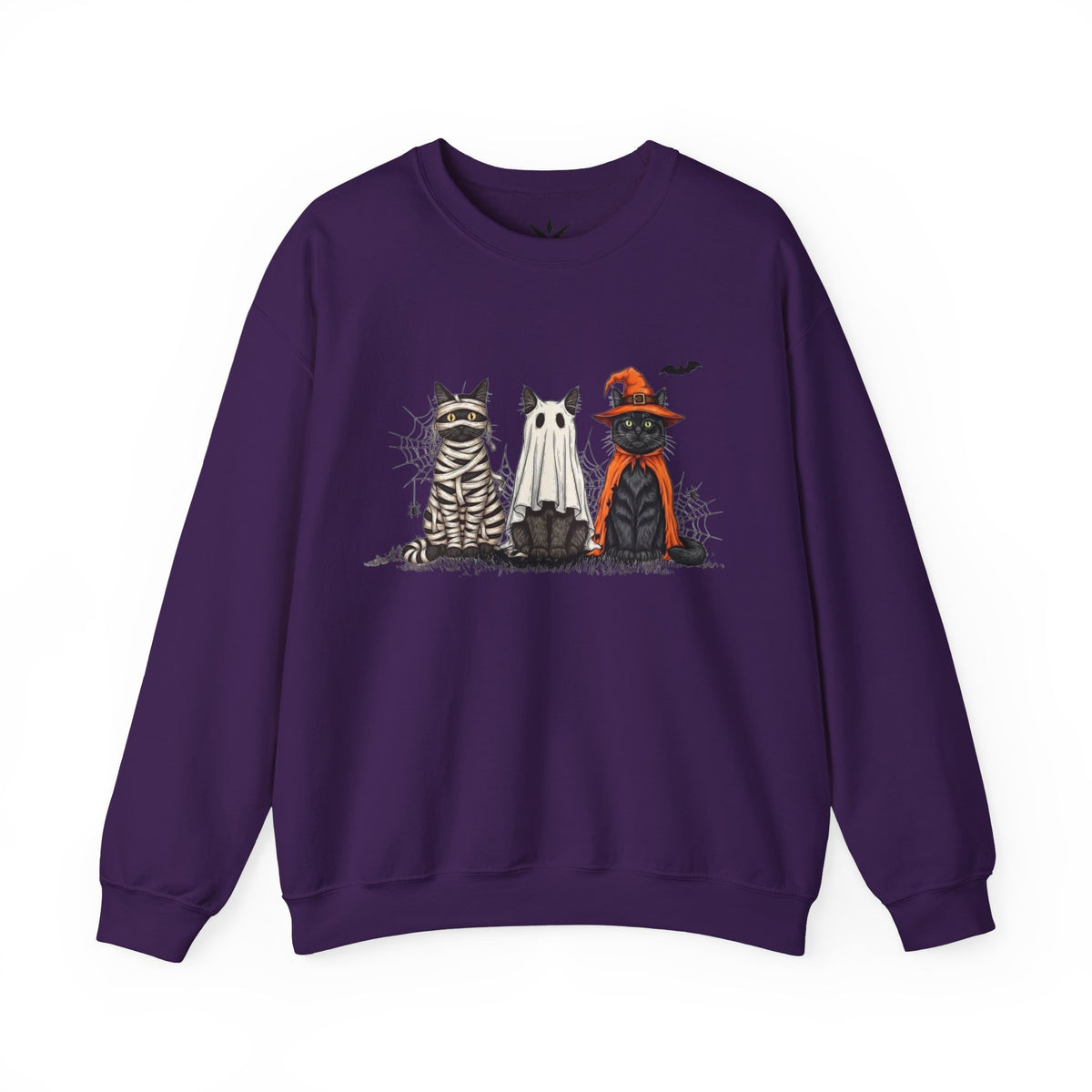 ORVIAN — Halloween Cats & Ghosts Crewneck, Spooky Cute Black Cat Unisex Sweatshirt