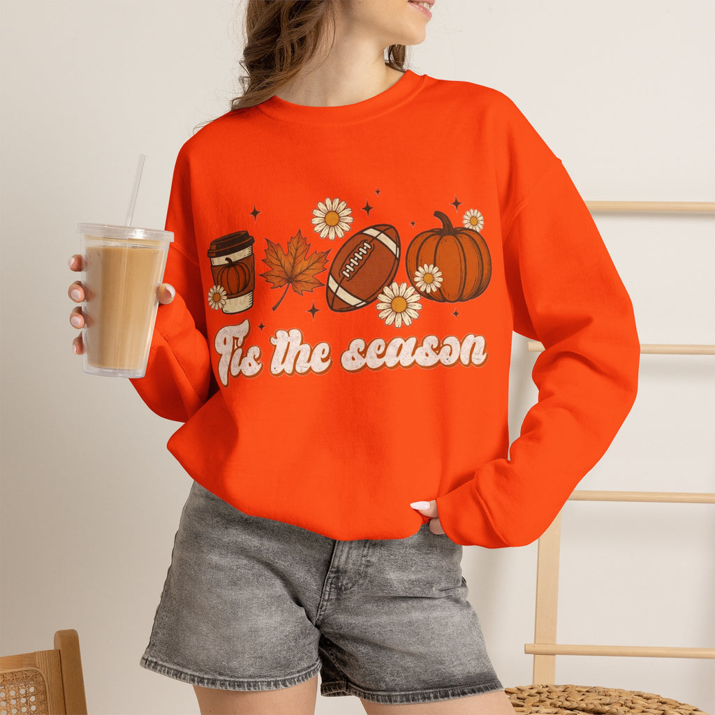 ORVIAN — ’Tis the Season Fall & Football Crewneck, Fall Sweet Fall Daisy Unisex Heavy Blend