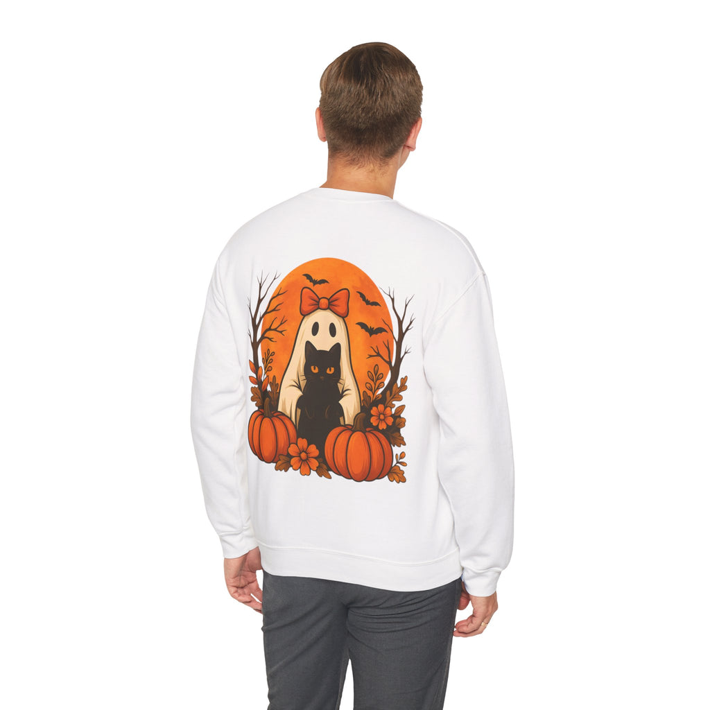 ORVIAN — Black Cat & Pumpkin Halloween Crewneck, Ghost & Coquette Bow Unisex Heavy Blend