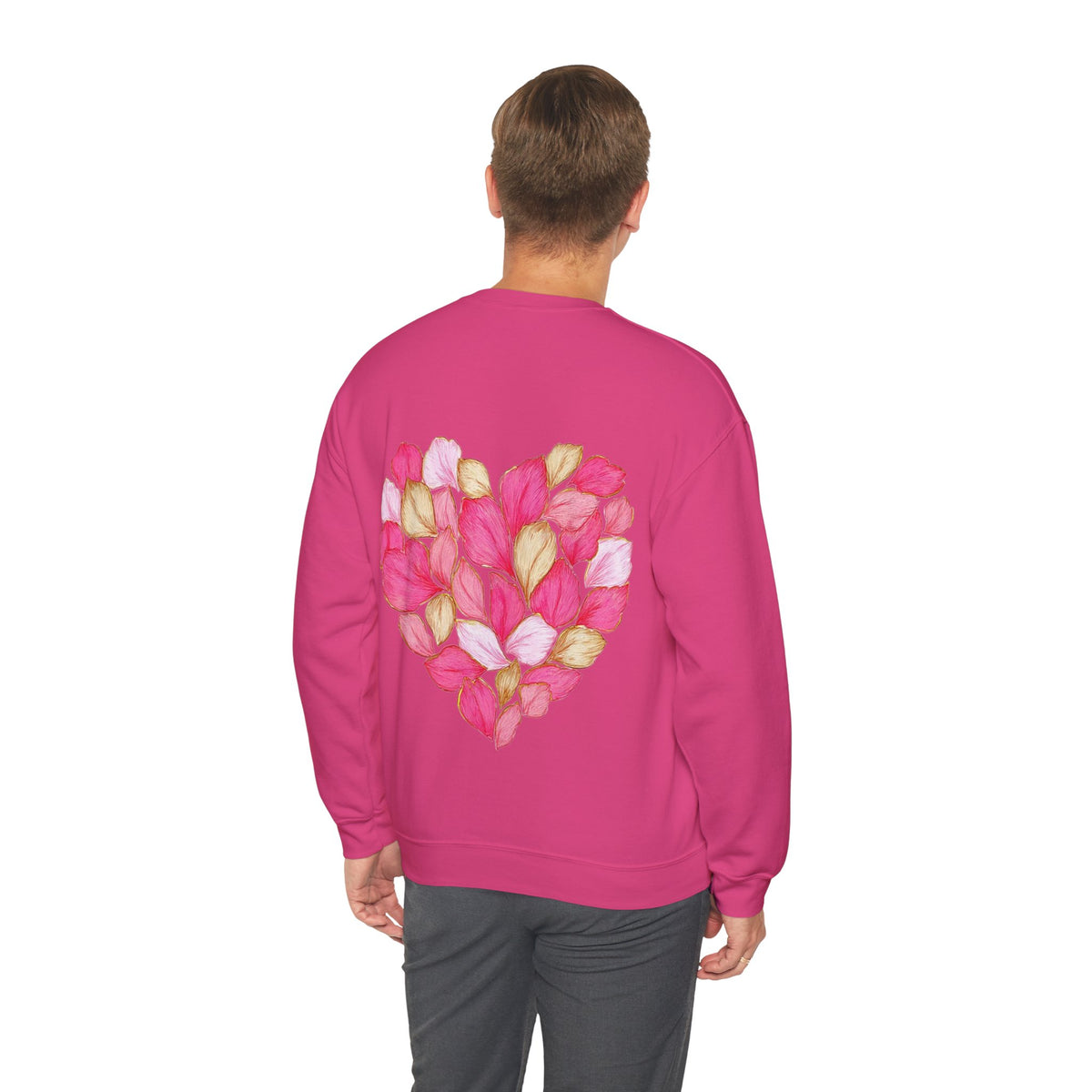 ORVIAN — Floral Rose Heart Crewneck, Romantic Pink Flower Valentine Sweatshirt, Unisex Heavy Blend