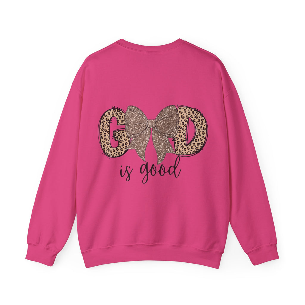 ORVIAN — Leopard Is The New Black & God Is Good Coquette Bow Crewneck, Faith-Inspired Unisex
