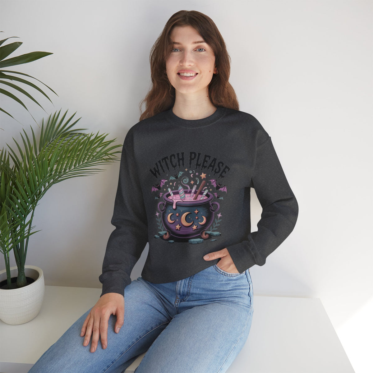 ORVIAN — Witch Please & I'm Just a Housewife Witch Crewneck, Magical Cauldron Unisex Heavy Blend