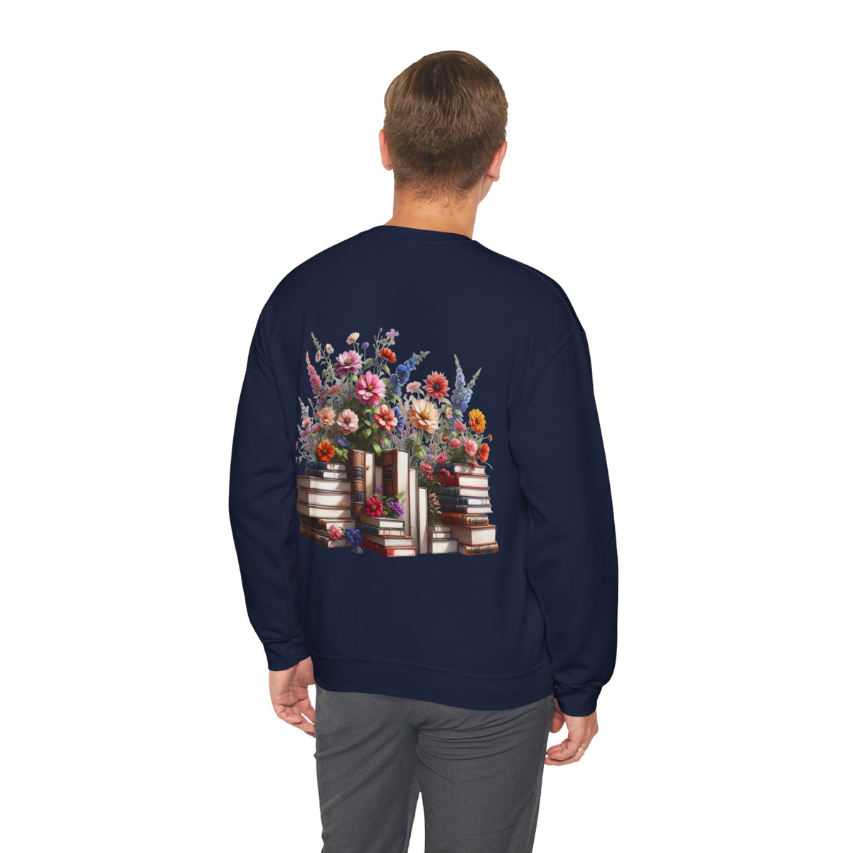 ORVIAN — Steampunk Floral Pocket Watch & Blooming Books Crewneck, Vintage Literary Unisex
