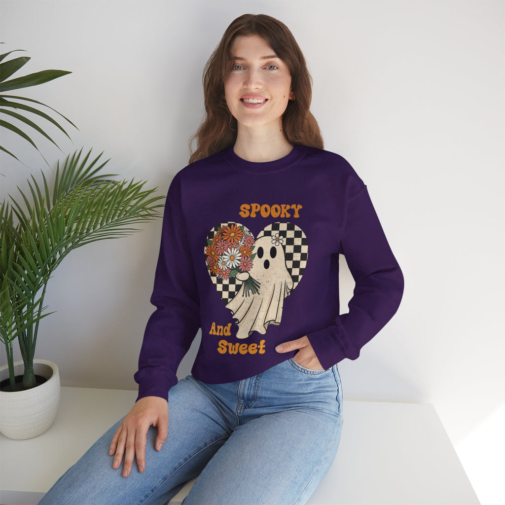 ORVIAN — Spooky & Sweet Ghost Crewneck, Coquette Bow Heart Halloween Unisex Sweatshirt