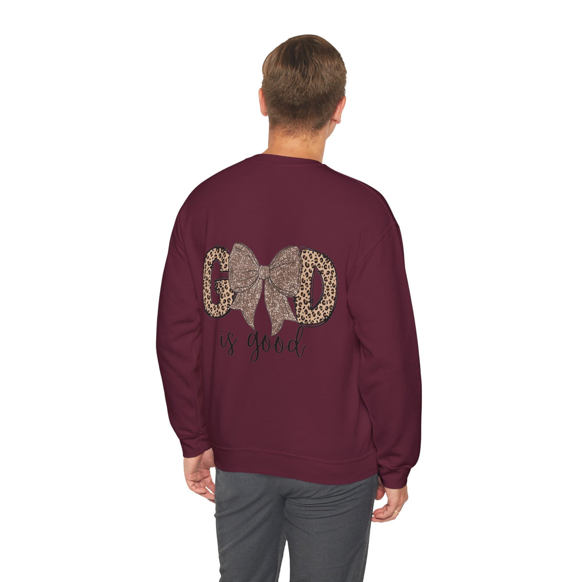 ORVIAN — Leopard Is The New Black & God Is Good Coquette Bow Crewneck, Faith-Inspired Unisex