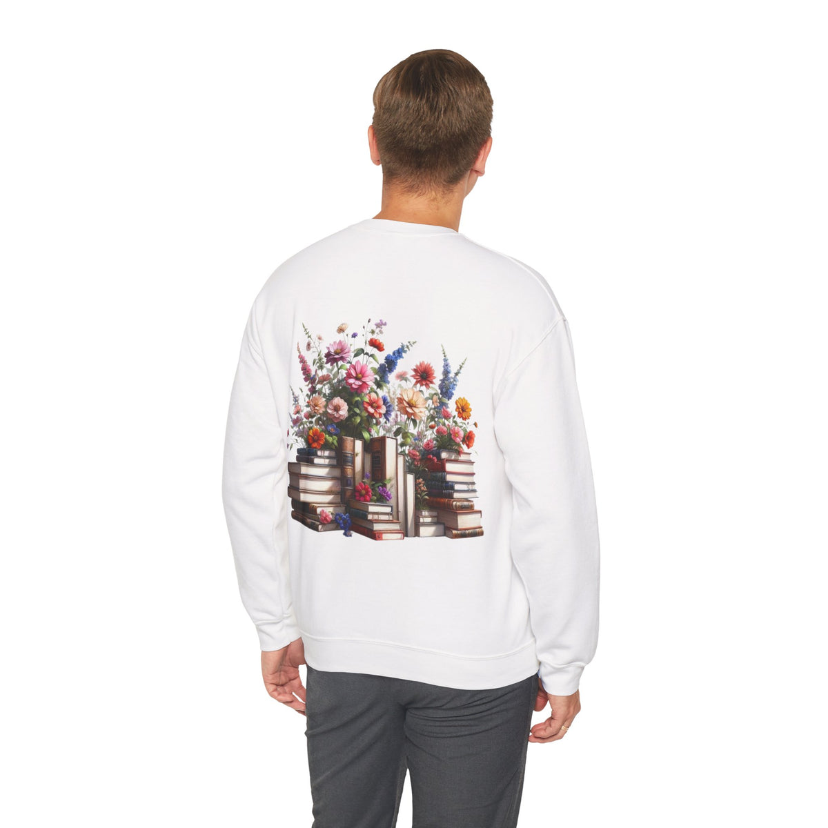 ORVIAN — Steampunk Floral Pocket Watch & Blooming Books Crewneck, Vintage Literary Unisex