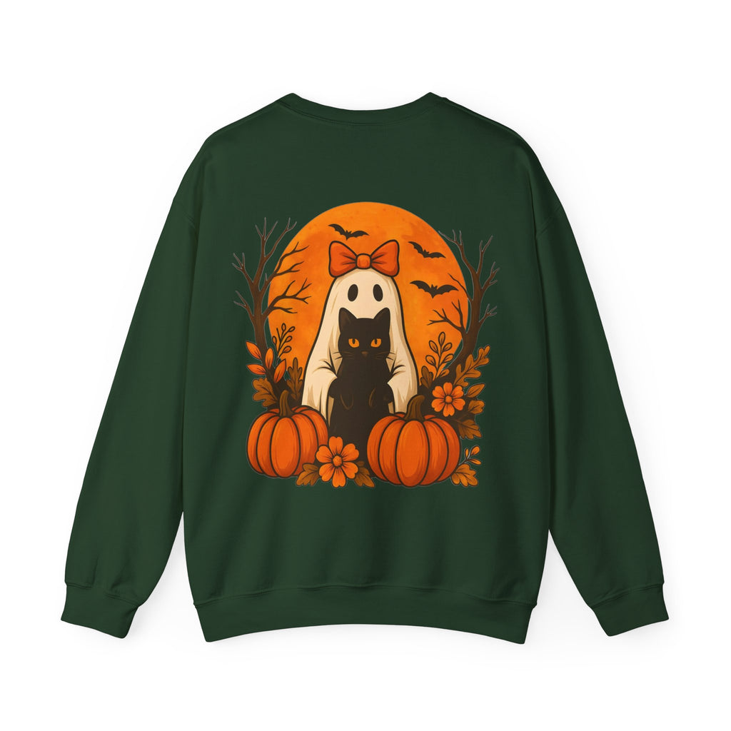 ORVIAN — Black Cat & Pumpkin Halloween Crewneck, Ghost & Coquette Bow Unisex Heavy Blend
