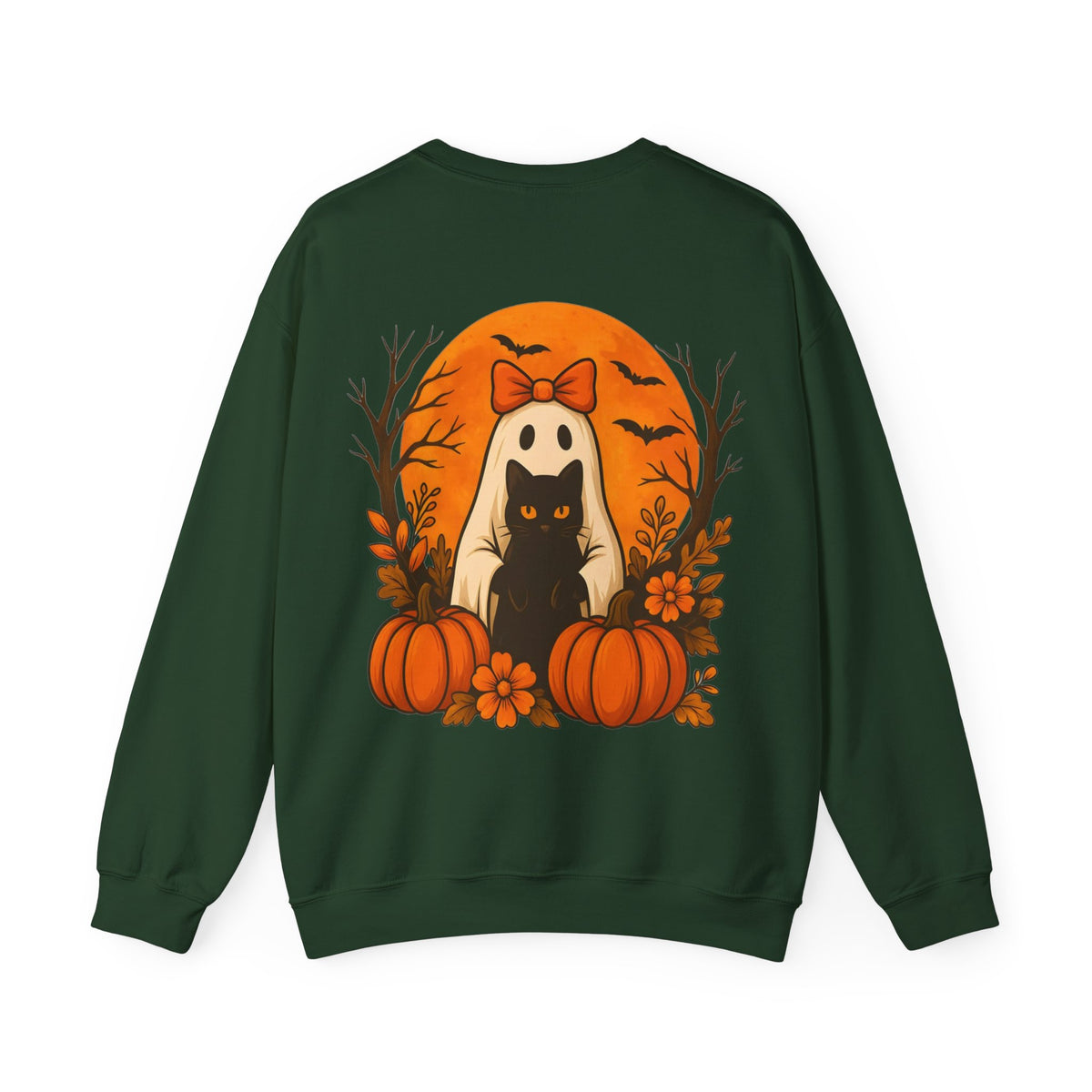 ORVIAN — Black Cat & Pumpkin Halloween Crewneck, Ghost & Coquette Bow Unisex Heavy Blend