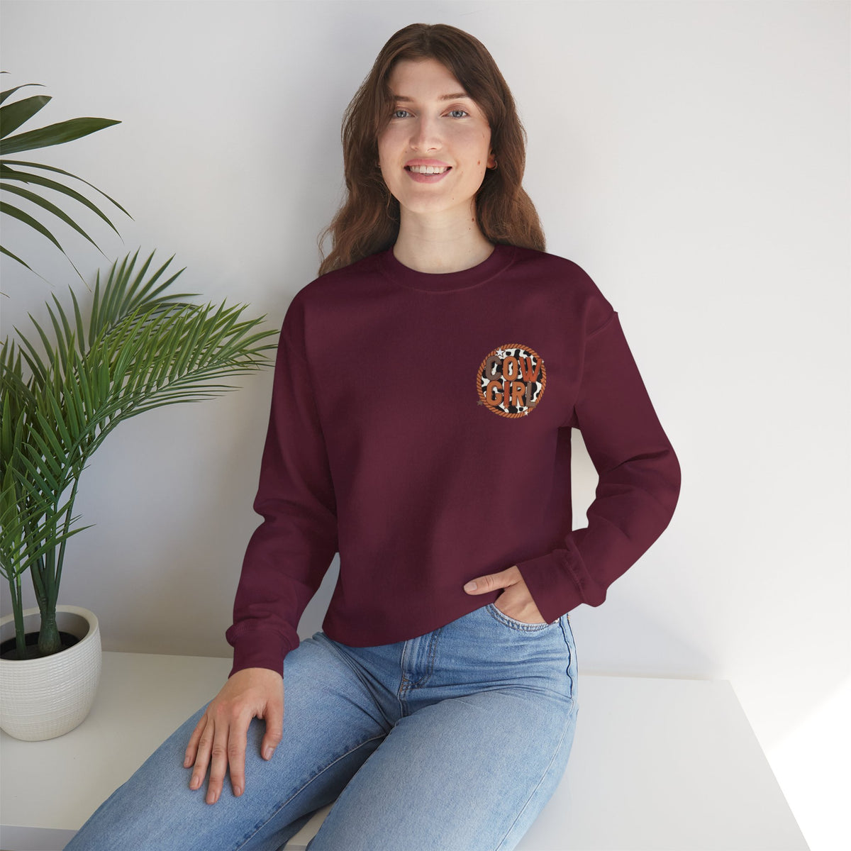 ORVIAN — Cowgirl “If I'm the Problem” Western Crewneck, Longhorn Skull Unisex Heavy Blend