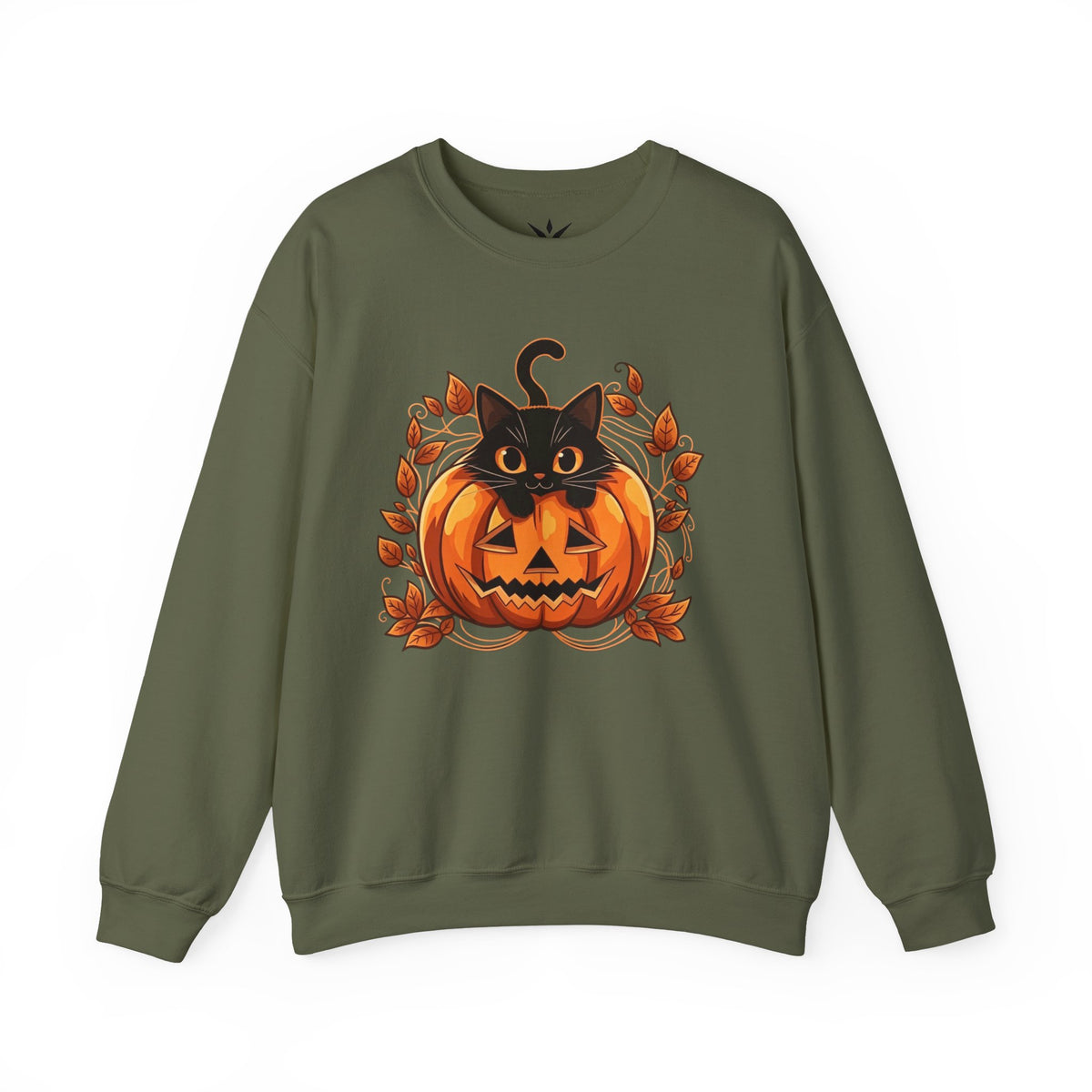ORVIAN — Black Cat & Pumpkin Halloween Crewneck, Ghost & Coquette Bow Unisex Heavy Blend