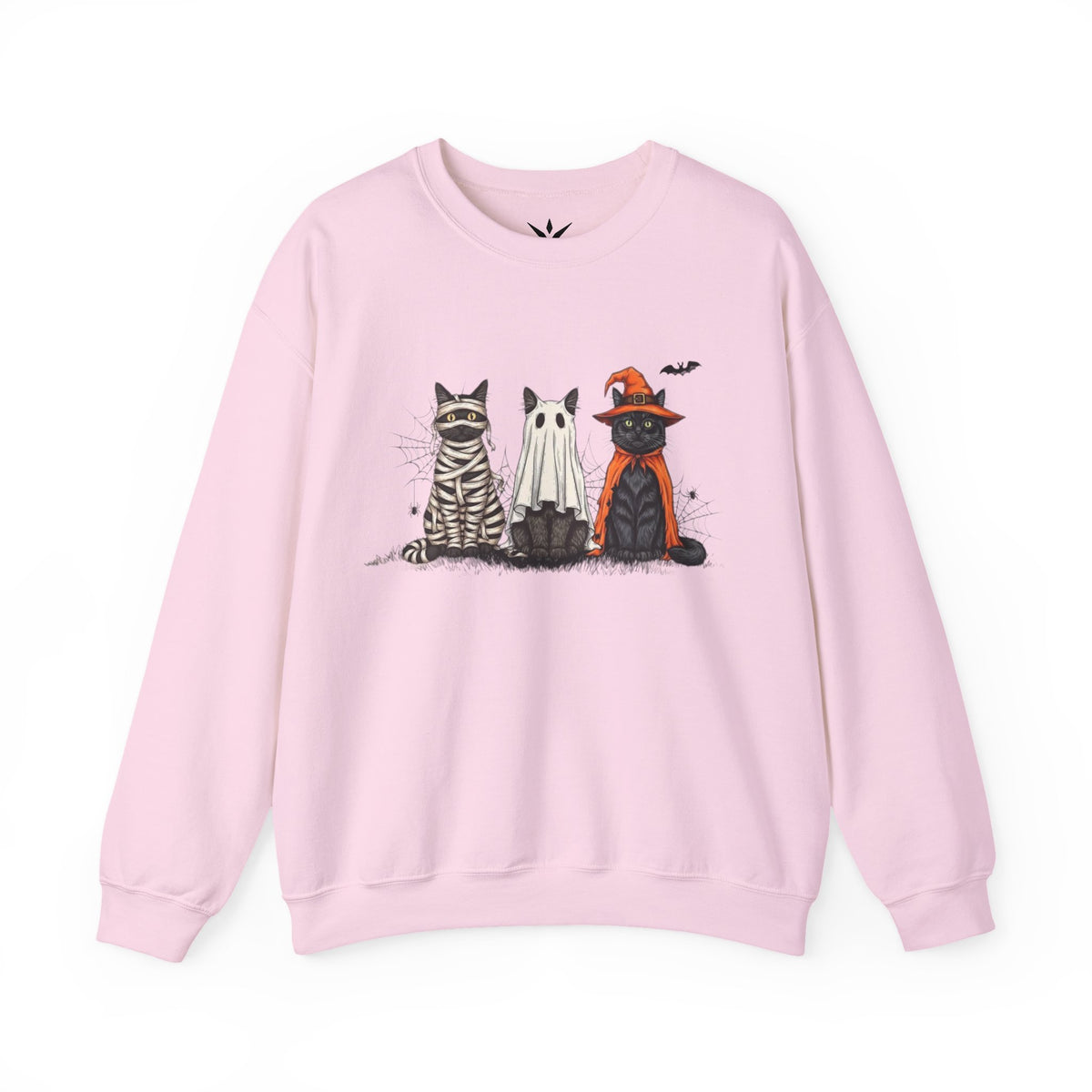 ORVIAN — Halloween Cats & Ghosts Crewneck, Spooky Cute Black Cat Unisex Sweatshirt