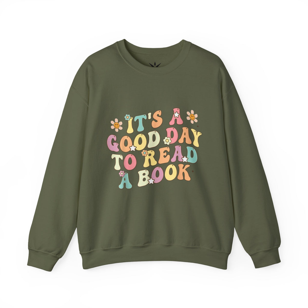 ORVIAN — Good Day to Read a Book Crewneck, Retro Floral Book Lover Sweatshirt Unisex Heavy Blend