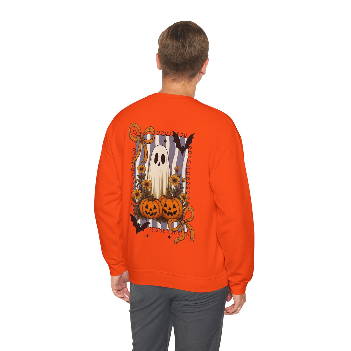 ORVIAN — Spooky & Sweet Ghost Crewneck, Coquette Bow Heart Halloween Unisex Sweatshirt