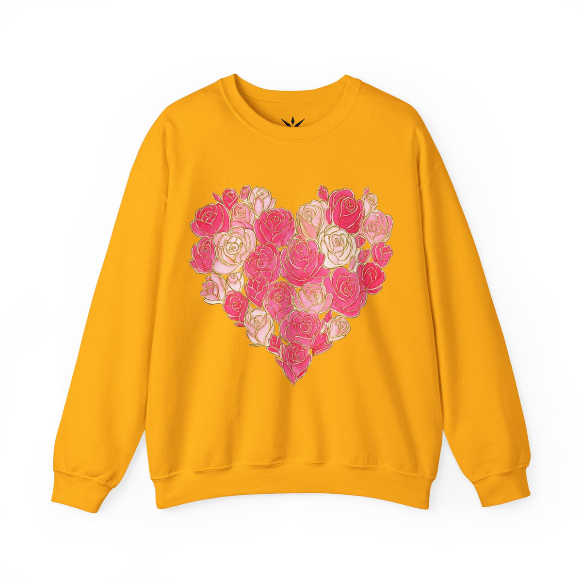 ORVIAN — Floral Rose Heart Crewneck, Romantic Pink Flower Valentine Sweatshirt, Unisex Heavy Blend