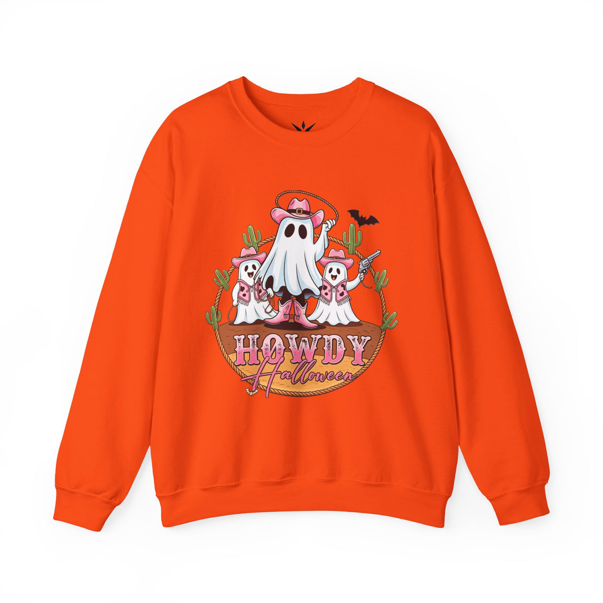 ORVIAN — Howdy Halloween Ghost Cowboy Crewneck, Pink Cowboo Western Unisex Heavy Blend