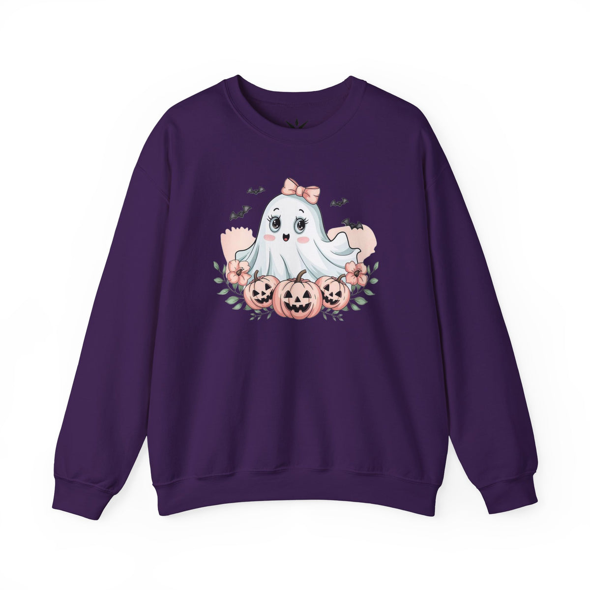 ORVIAN — Pink Halloween Coquette Ghost Crewneck, Bow & Pumpkin Unisex Heavy Blend