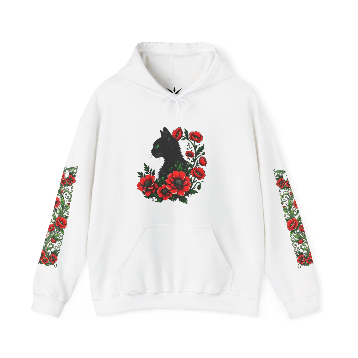 ORVIAN — Black Cat & Red Poppies Unisex Heavy Blend Hoodie