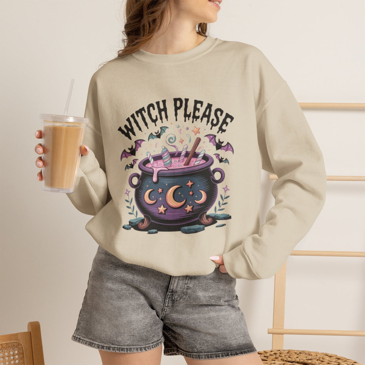 ORVIAN — Witch Please & I'm Just a Housewife Witch Crewneck, Magical Cauldron Unisex Heavy Blend