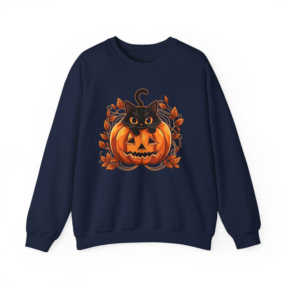 ORVIAN — Black Cat & Pumpkin Halloween Crewneck, Ghost & Coquette Bow Unisex Heavy Blend
