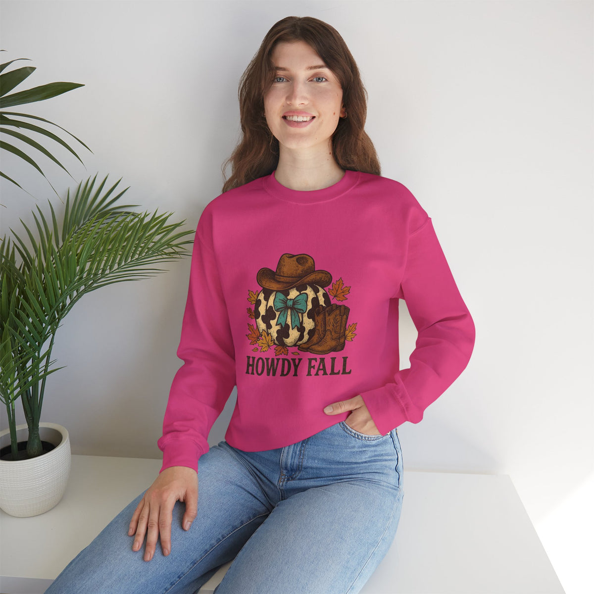 ORVIAN — Howdy Fall Wéstern Pumpkin & Ghost Cow Crewneck, Moo I Mean Boo Halloween Unisex