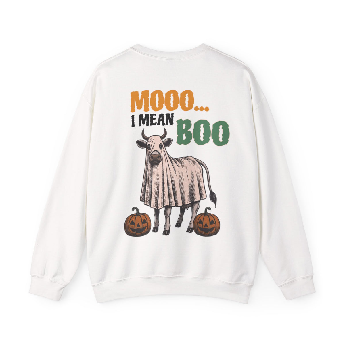 ORVIAN — Howdy Fall Wéstern Pumpkin & Ghost Cow Crewneck, Moo I Mean Boo Halloween Unisex