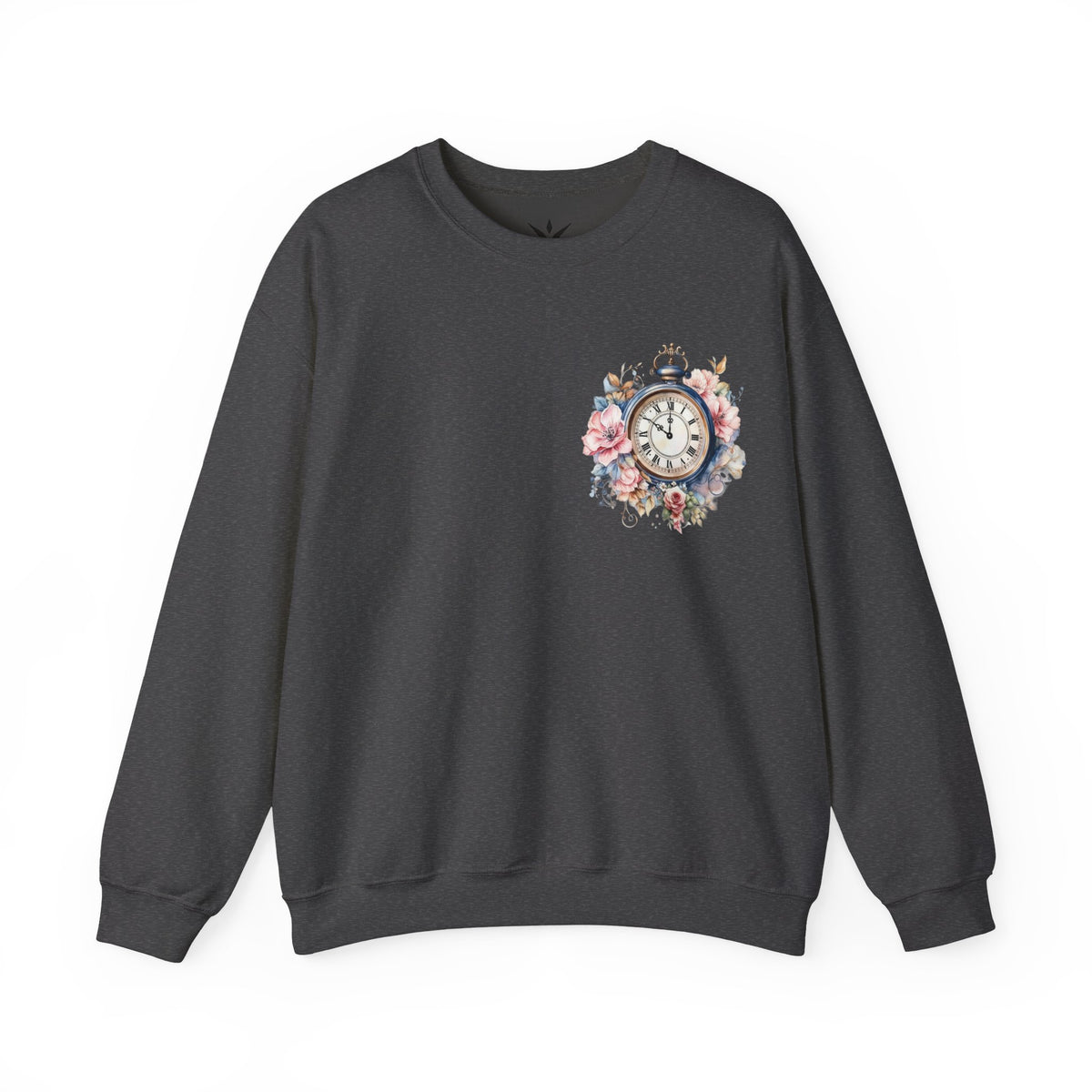 ORVIAN — Blue Watercolor Floral Book Crewneck, Open Book Wildflower Literary Unisex Heavy Blend