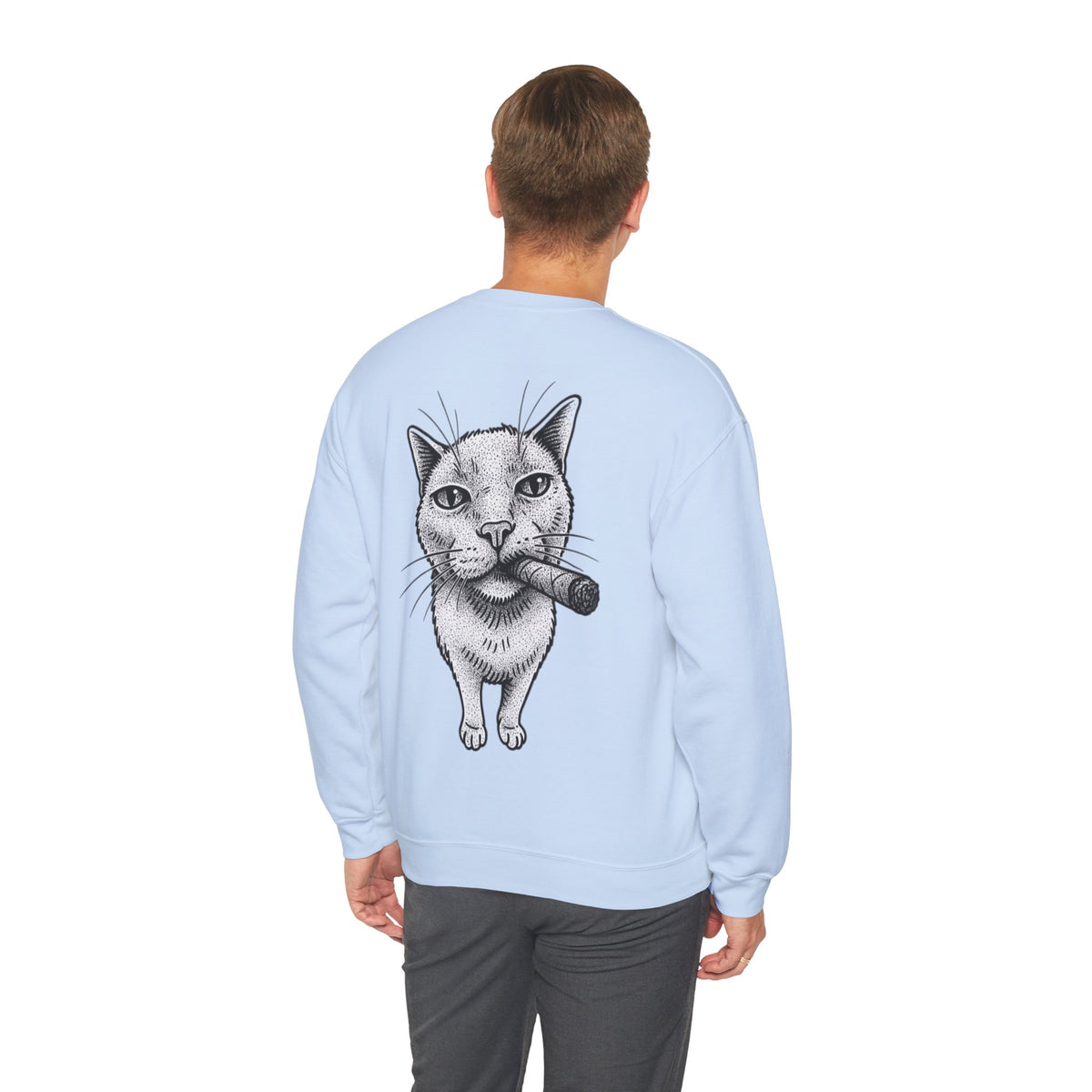 ORVIAN — Chaos Cat Crewneck, Reversed Lettering & Rebel Cat Graphic Unisex Heavy Blend
