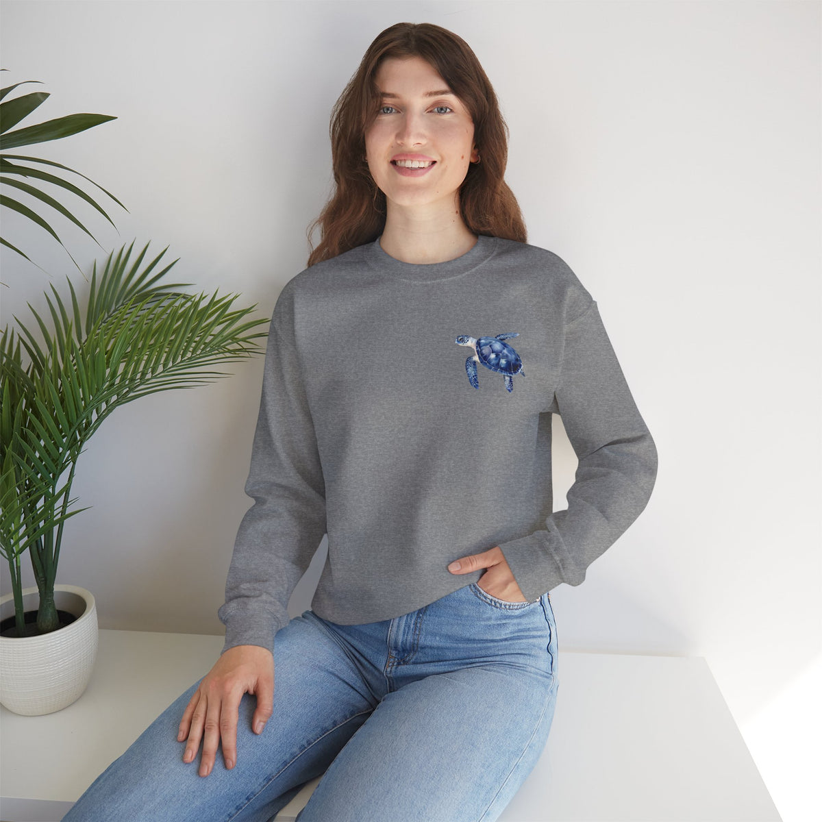 ORVIAN — Sea Turtle & Seashell Starfish Crewneck, Coastal Ocean Nautical Unisex Heavy Blend