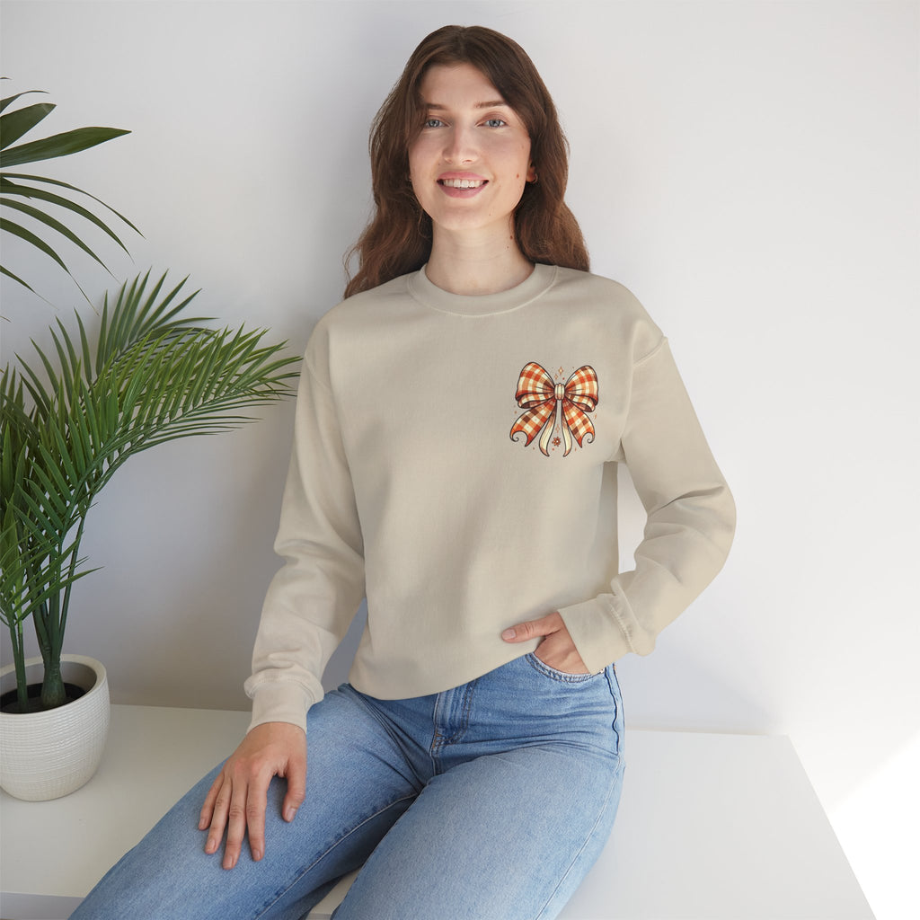 ORVIAN — Ghostly Coffee Break Coquette Bow Crewneck, Cozy Pumpkin Spice Halloween Unisex