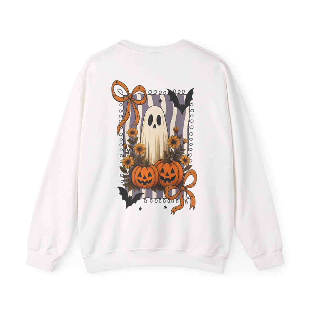 ORVIAN — Spooky & Sweet Ghost Crewneck, Coquette Bow Heart Halloween Unisex Sweatshirt