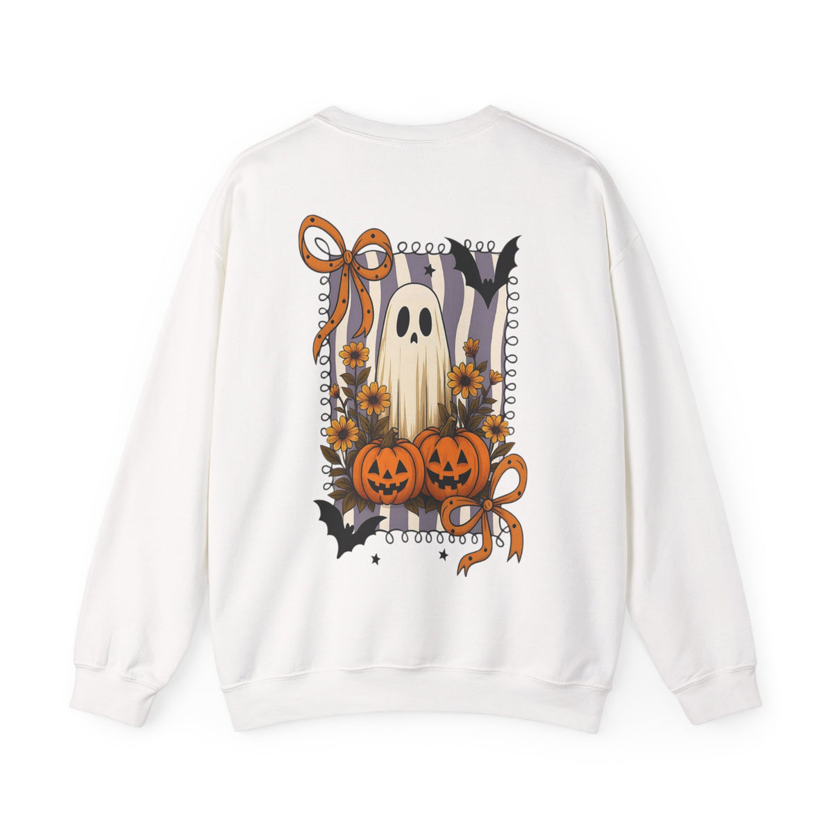 ORVIAN — Spooky & Sweet Ghost Crewneck, Coquette Bow Heart Halloween Unisex Sweatshirt