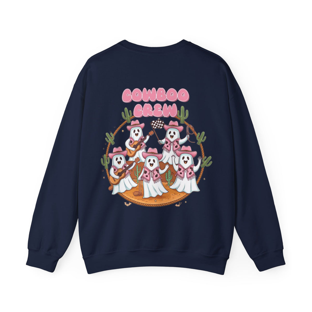 ORVIAN — Howdy Halloween Ghost Cowboy Crewneck, Pink Cowboo Western Unisex Heavy Blend
