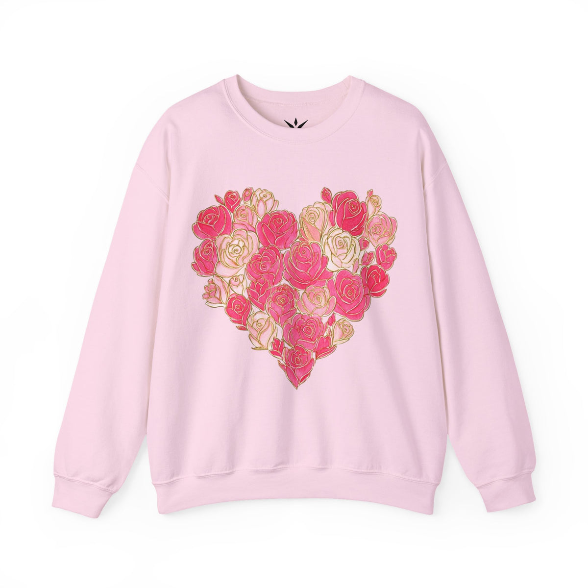 ORVIAN — Floral Rose Heart Crewneck, Romantic Pink Flower Valentine Sweatshirt, Unisex Heavy Blend