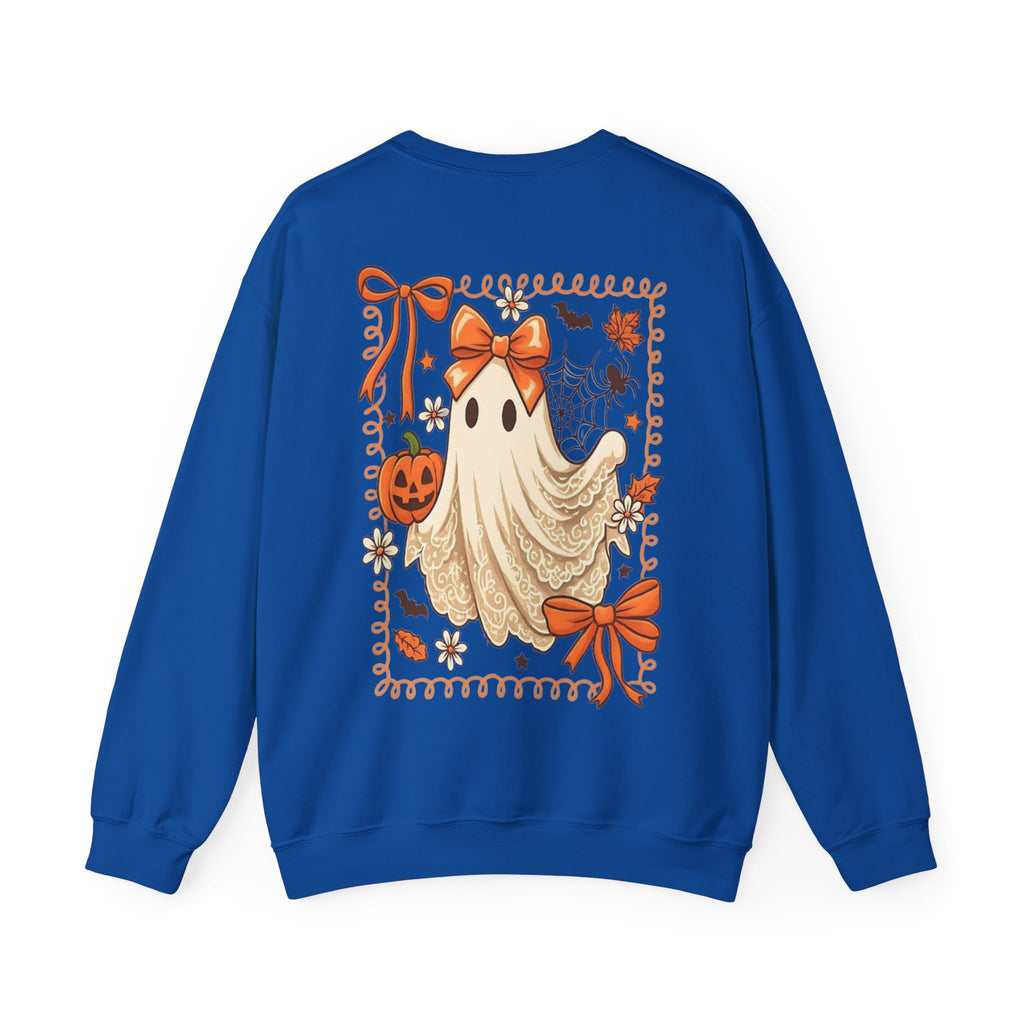 ORVIAN — Coquette Ghost & Bow Halloween Crewneck, Lace Ghost Pumpkin Unisex Sweatshirt
