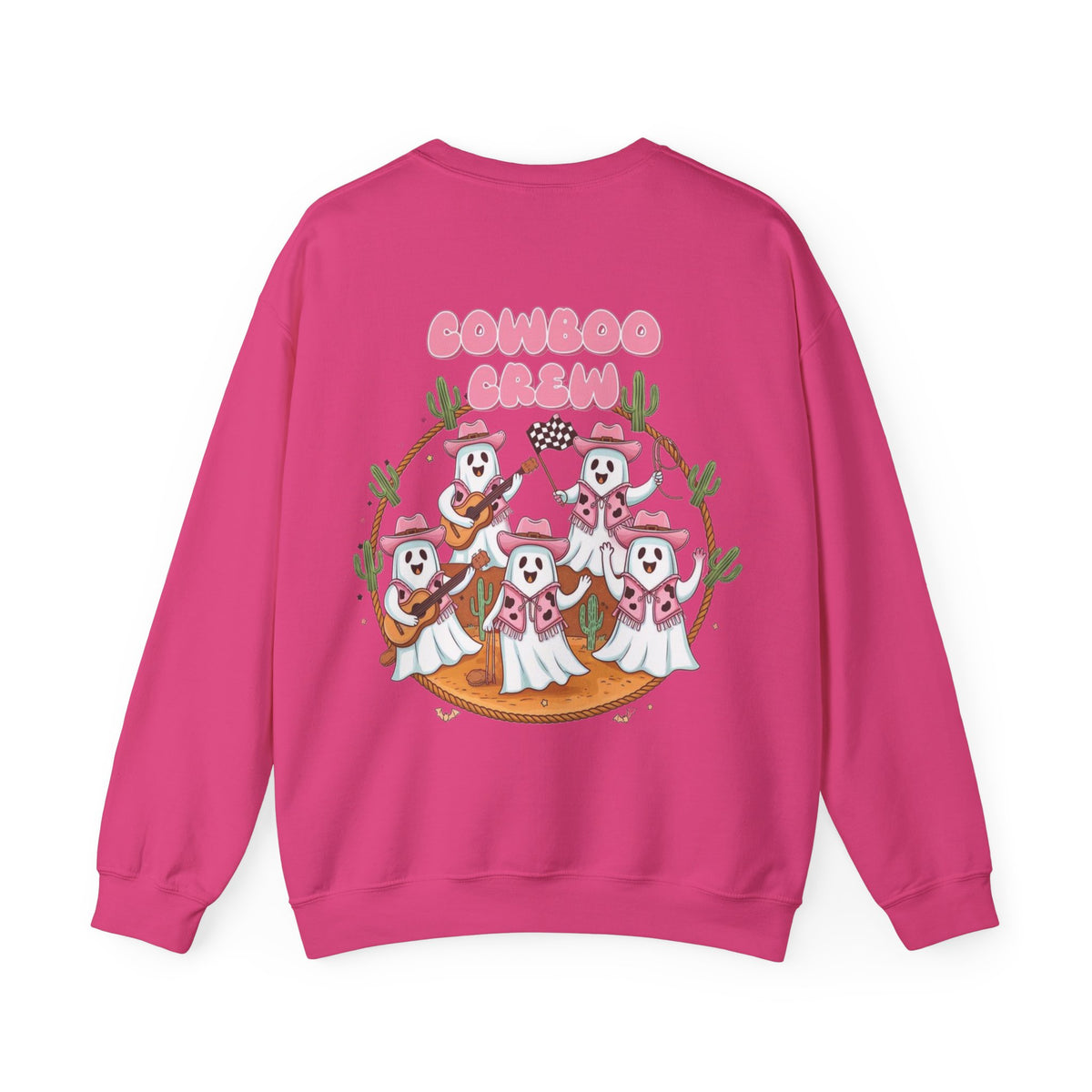ORVIAN — Howdy Halloween Ghost Cowboy Crewneck, Pink Cowboo Western Unisex Heavy Blend