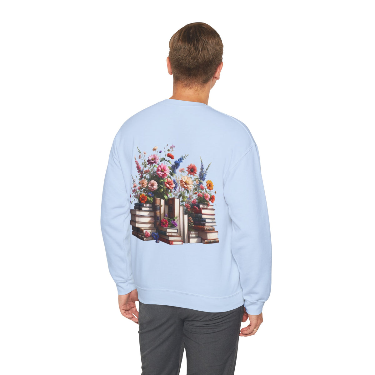 ORVIAN — Steampunk Floral Pocket Watch & Blooming Books Crewneck, Vintage Literary Unisex