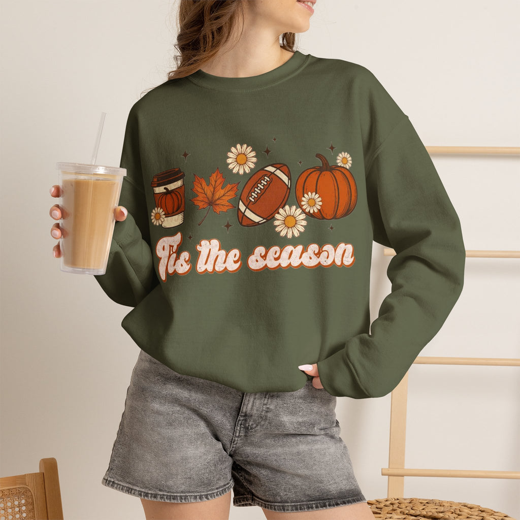 ORVIAN — ’Tis the Season Fall & Football Crewneck, Fall Sweet Fall Daisy Unisex Heavy Blend