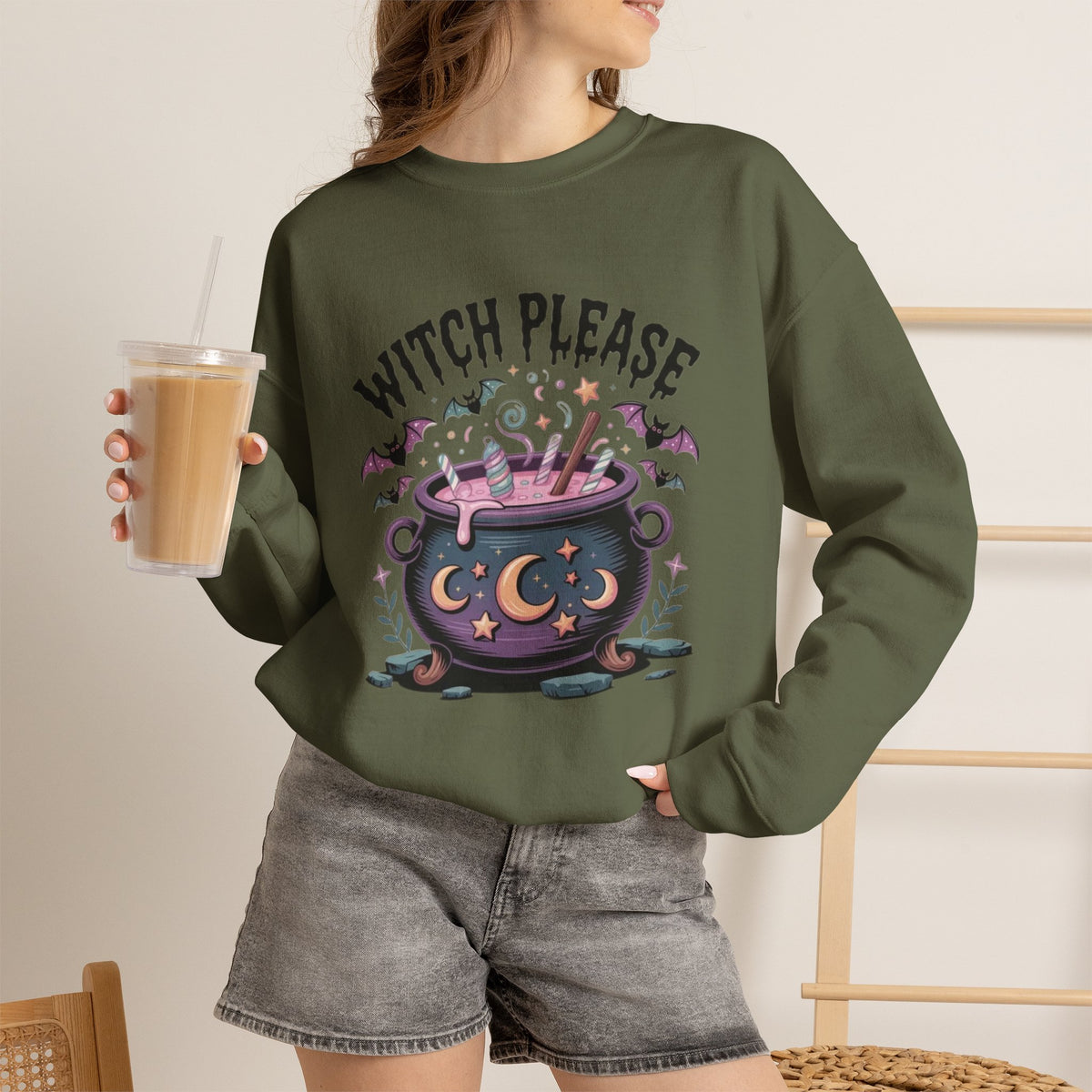 ORVIAN — Witch Please & I'm Just a Housewife Witch Crewneck, Magical Cauldron Unisex Heavy Blend
