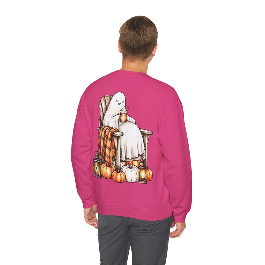 ORVIAN — Ghostly Coffee Break Coquette Bow Crewneck, Cozy Pumpkin Spice Halloween Unisex