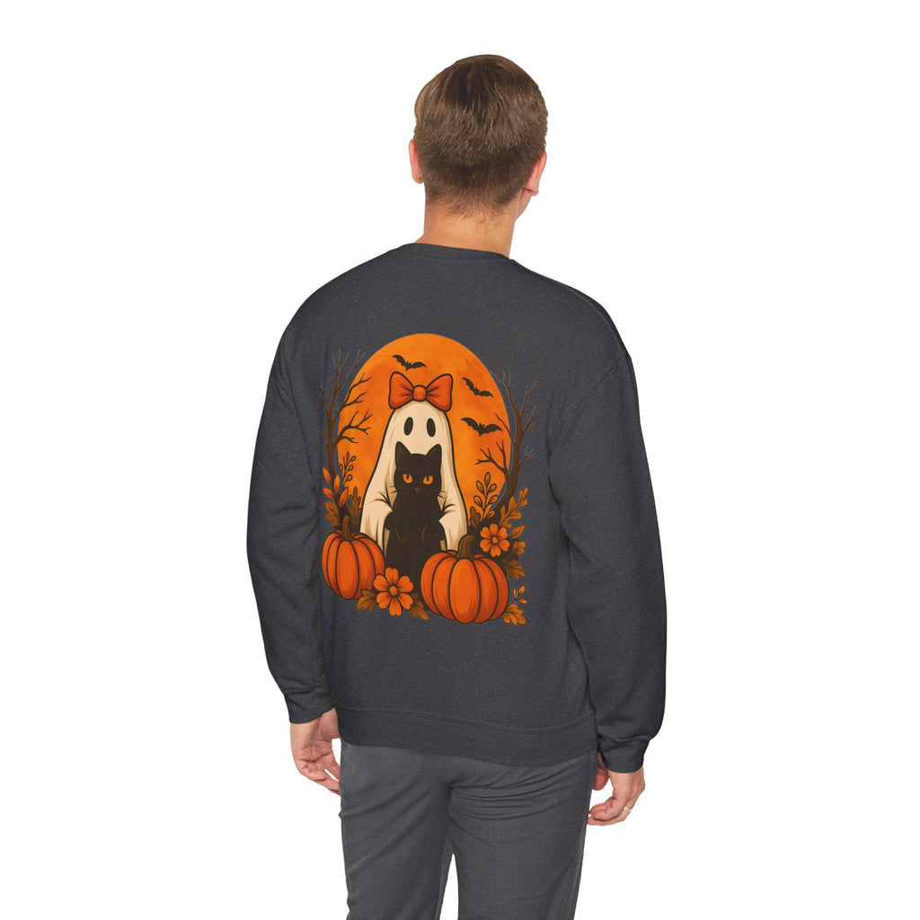 ORVIAN — Black Cat & Pumpkin Halloween Crewneck, Ghost & Coquette Bow Unisex Heavy Blend