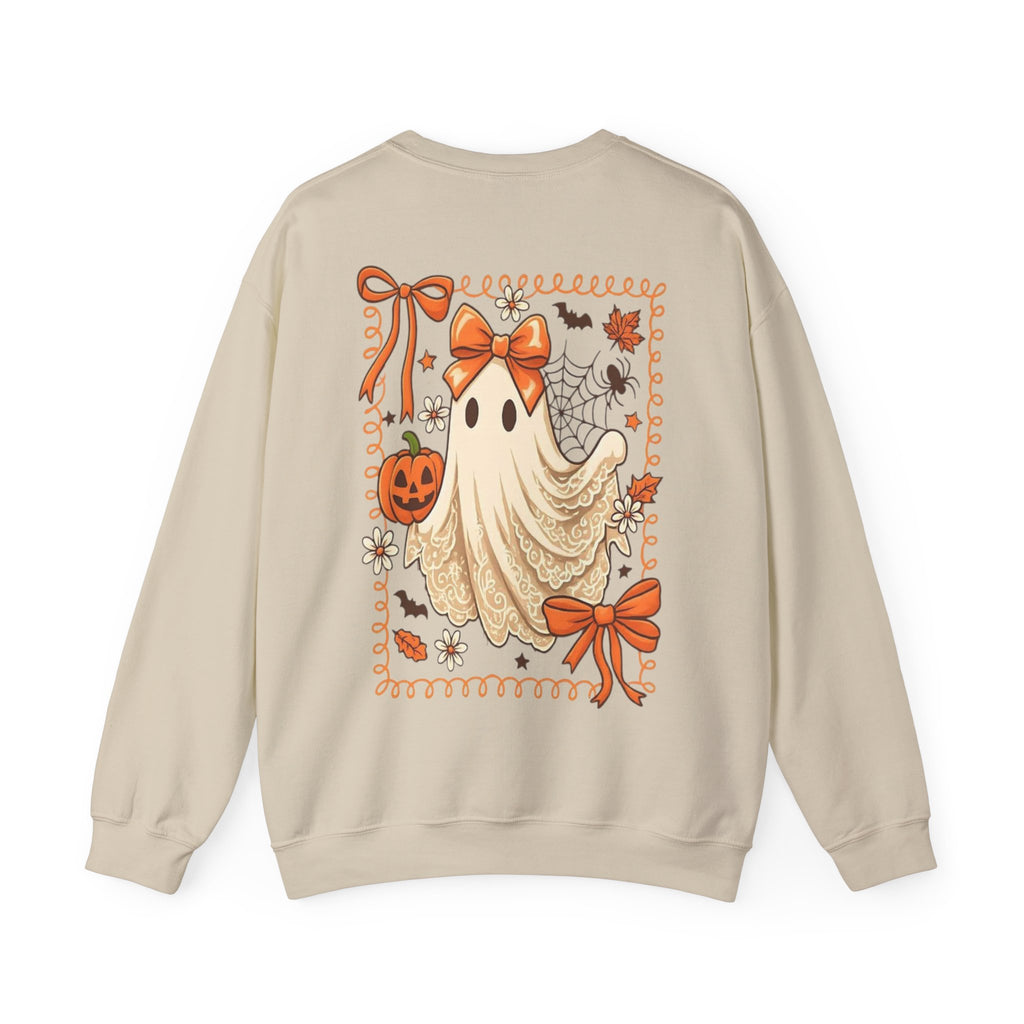 ORVIAN — Coquette Ghost & Bow Halloween Crewneck, Lace Ghost Pumpkin Unisex Sweatshirt