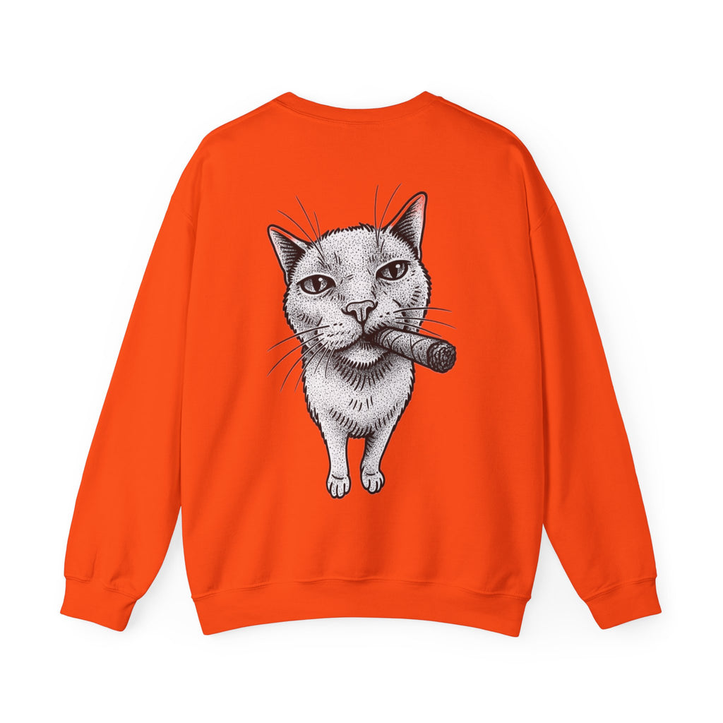 ORVIAN — Chaos Cat Crewneck, Reversed Lettering & Rebel Cat Graphic Unisex Heavy Blend