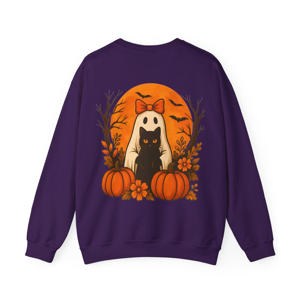 ORVIAN — Black Cat & Pumpkin Halloween Crewneck, Ghost & Coquette Bow Unisex Heavy Blend