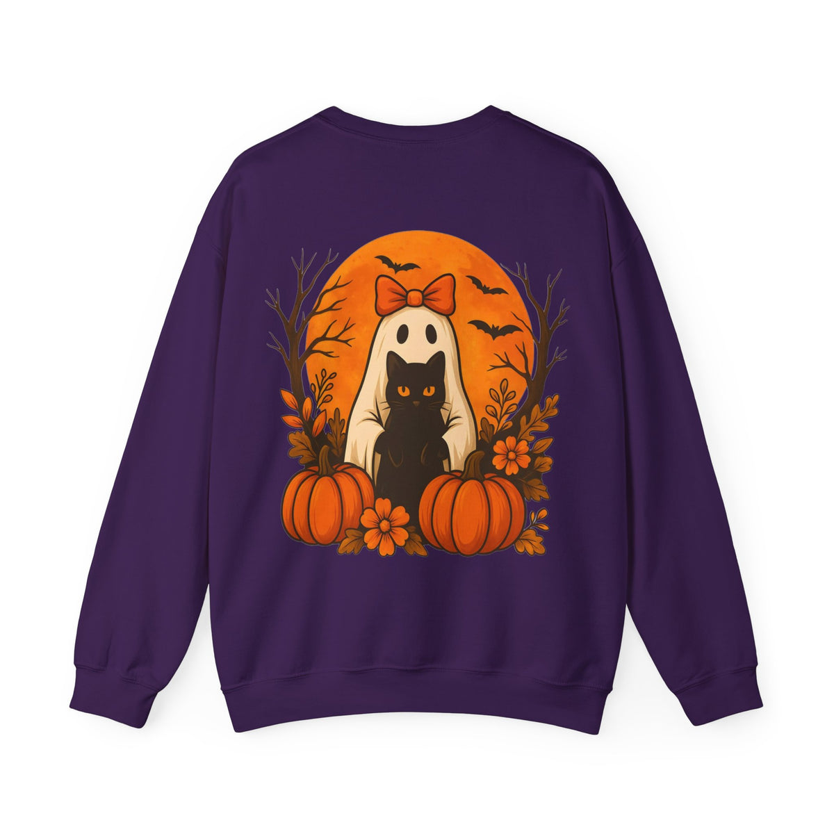 ORVIAN — Black Cat & Pumpkin Halloween Crewneck, Ghost & Coquette Bow Unisex Heavy Blend