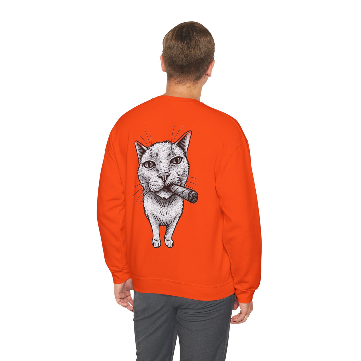ORVIAN — Chaos Cat Crewneck, Reversed Lettering & Rebel Cat Graphic Unisex Heavy Blend