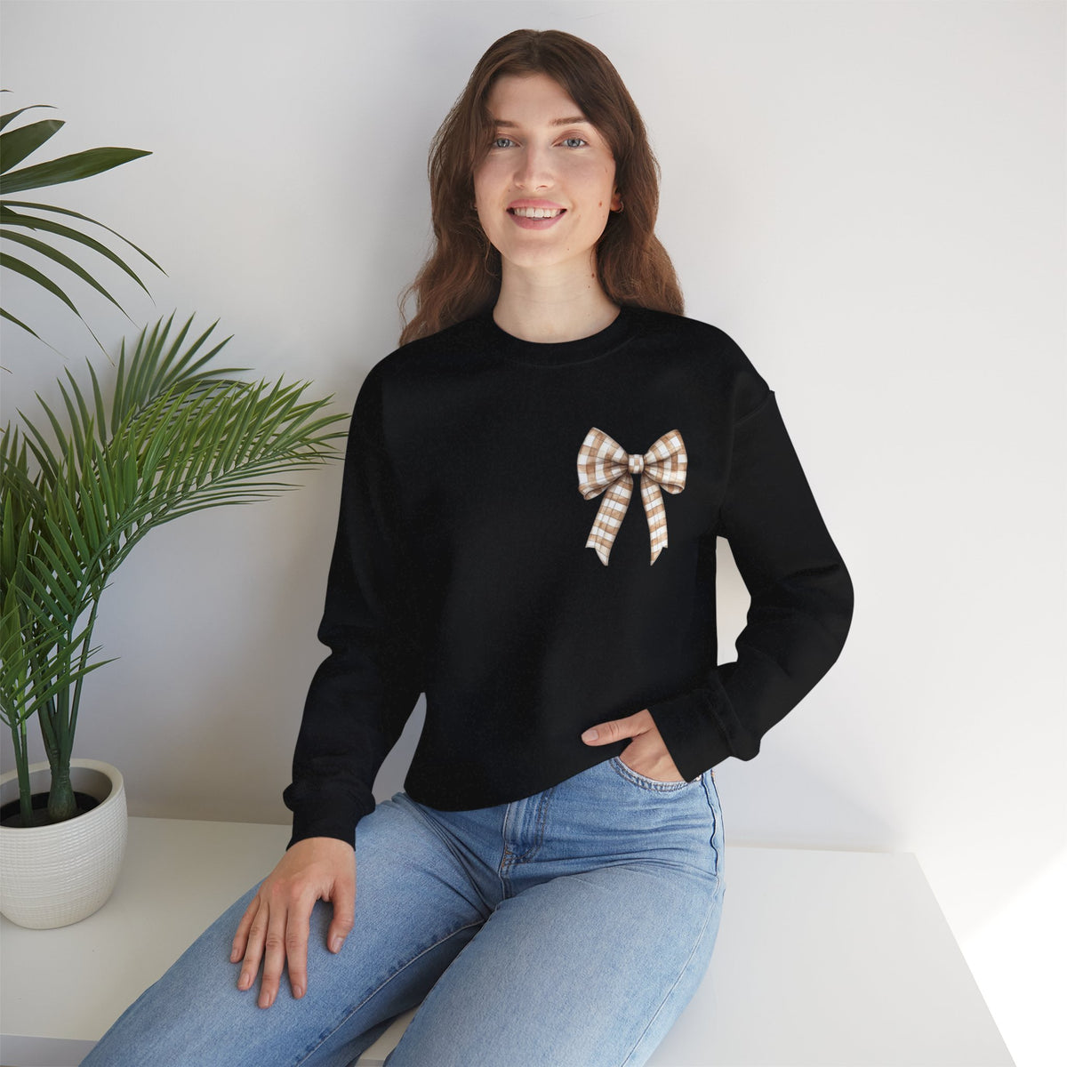 ORVIAN — Touchdown Season Football Bow Crewneck, Sparkle Game Day Sporty Unisex Heavy Blend