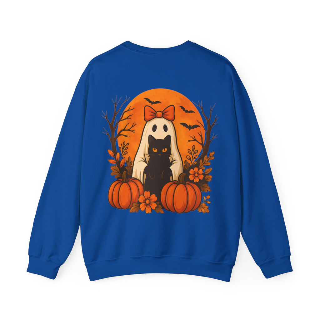 ORVIAN — Black Cat & Pumpkin Halloween Crewneck, Ghost & Coquette Bow Unisex Heavy Blend