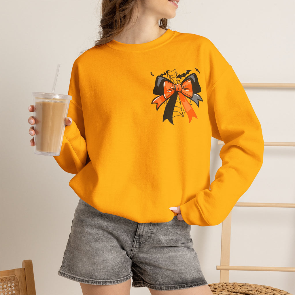 ORVIAN — Coquette Ghost & Bow Halloween Crewneck, Lace Ghost Pumpkin Unisex Sweatshirt