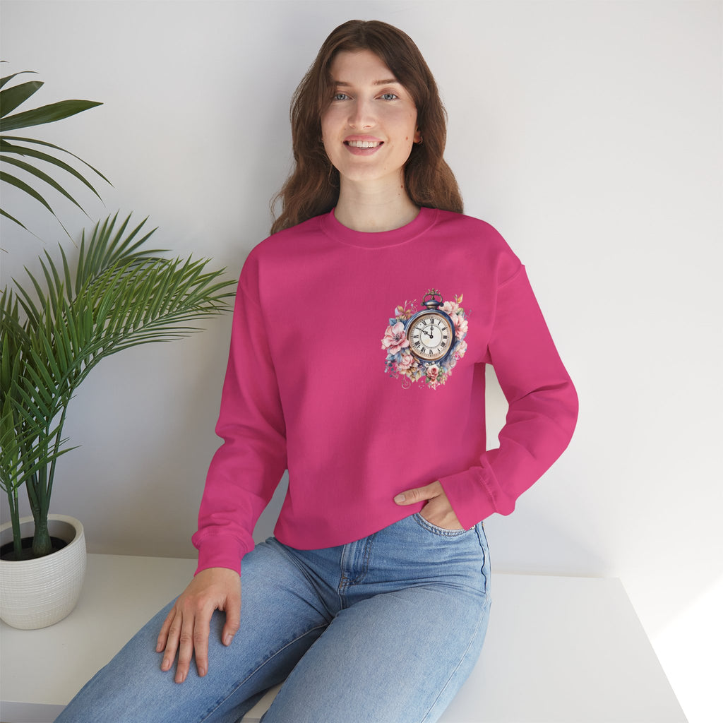 ORVIAN — Blue Watercolor Floral Book Crewneck, Open Book Wildflower Literary Unisex Heavy Blend