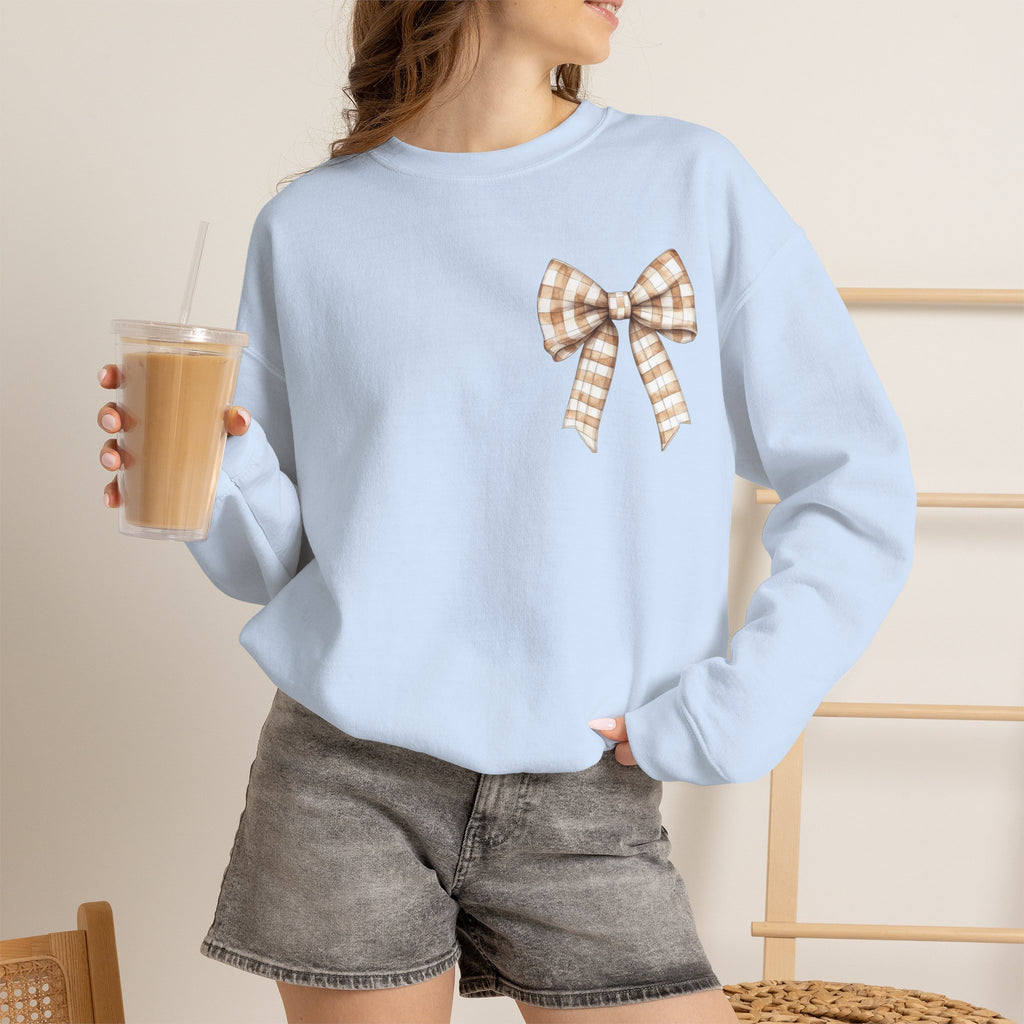ORVIAN — Touchdown Season Football Bow Crewneck, Sparkle Game Day Sporty Unisex Heavy Blend